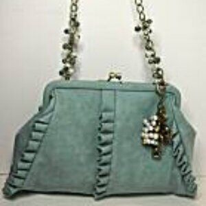NWT Liz Soto Aqua Ruffled Crossbody Bag